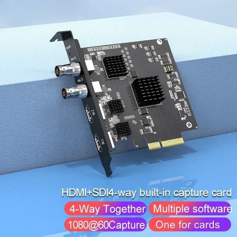 Acasis 4-Channel SDI and HD-Compatible Audio Video Capture Card Game Live Streaming Box Recording for PS4 DVD Camcorder Camera