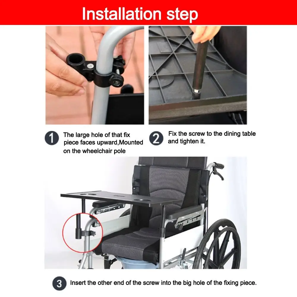 Lightweight Wheelchair Tray Table Waterproof Detachable Wheelchair Dining Table Easy To Install Wheelchair Desk Lap Board