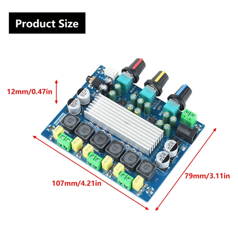 A29F-Stereo Dual Channel Amplifier Board 2.1 Channel Audio Amplifier Module 4-8Ω 20Hz-20Khz DC8-24V