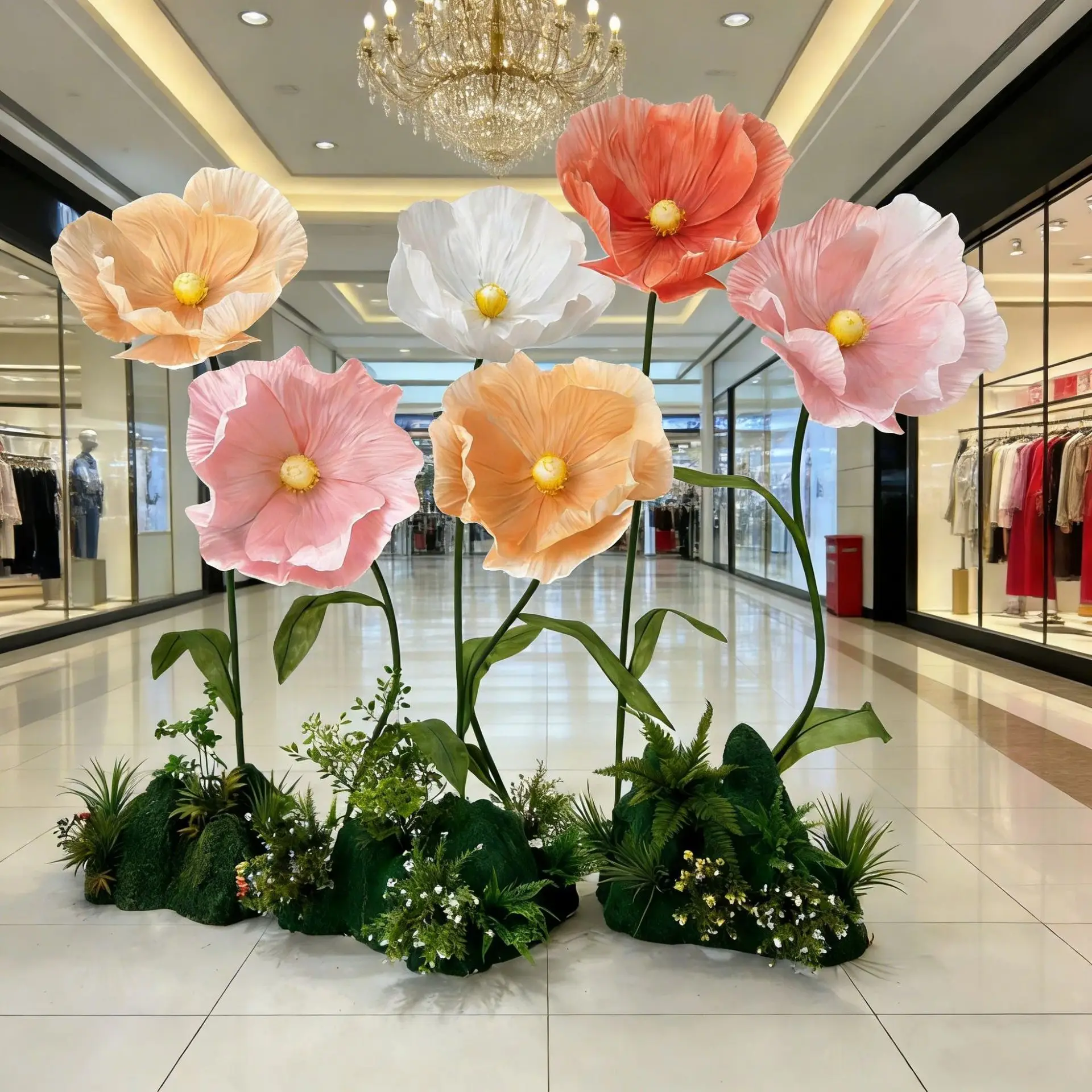Paper flower poppy giant simulated paper art flower window Meichen decoration shopping mall layout wedding road leading
