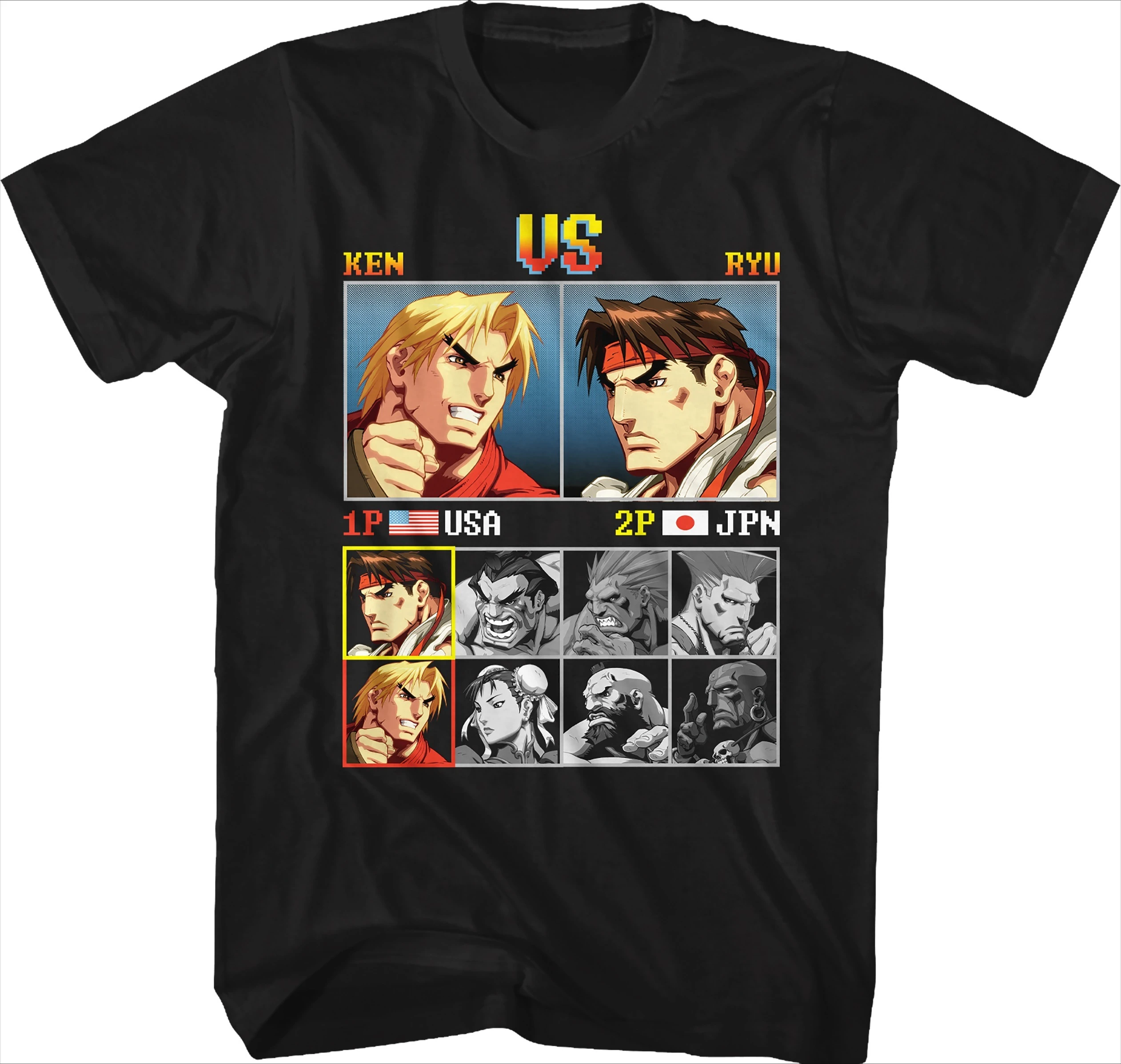 Street Fighter Retro Character Select Screen Graphic T-Shirt men women Arcade Game Print Casual Streetwear Tee