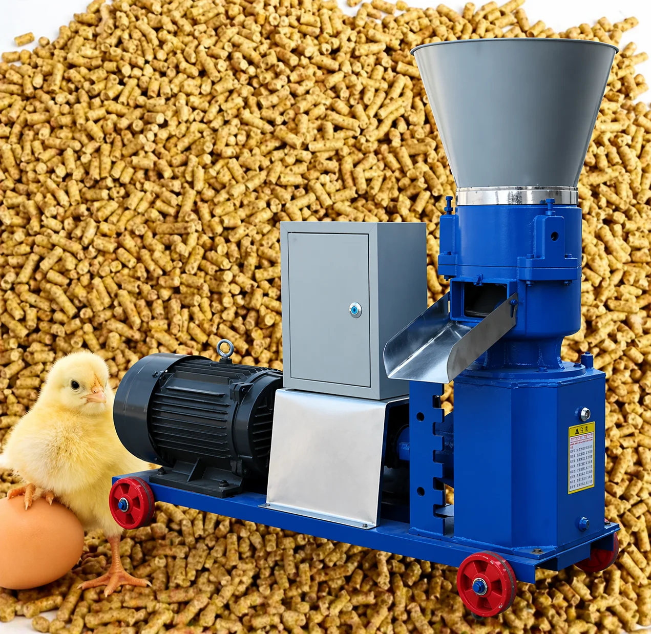 Small chicken feed pellet machine electric flat mold pelletizer for poultry and rabbit feed production