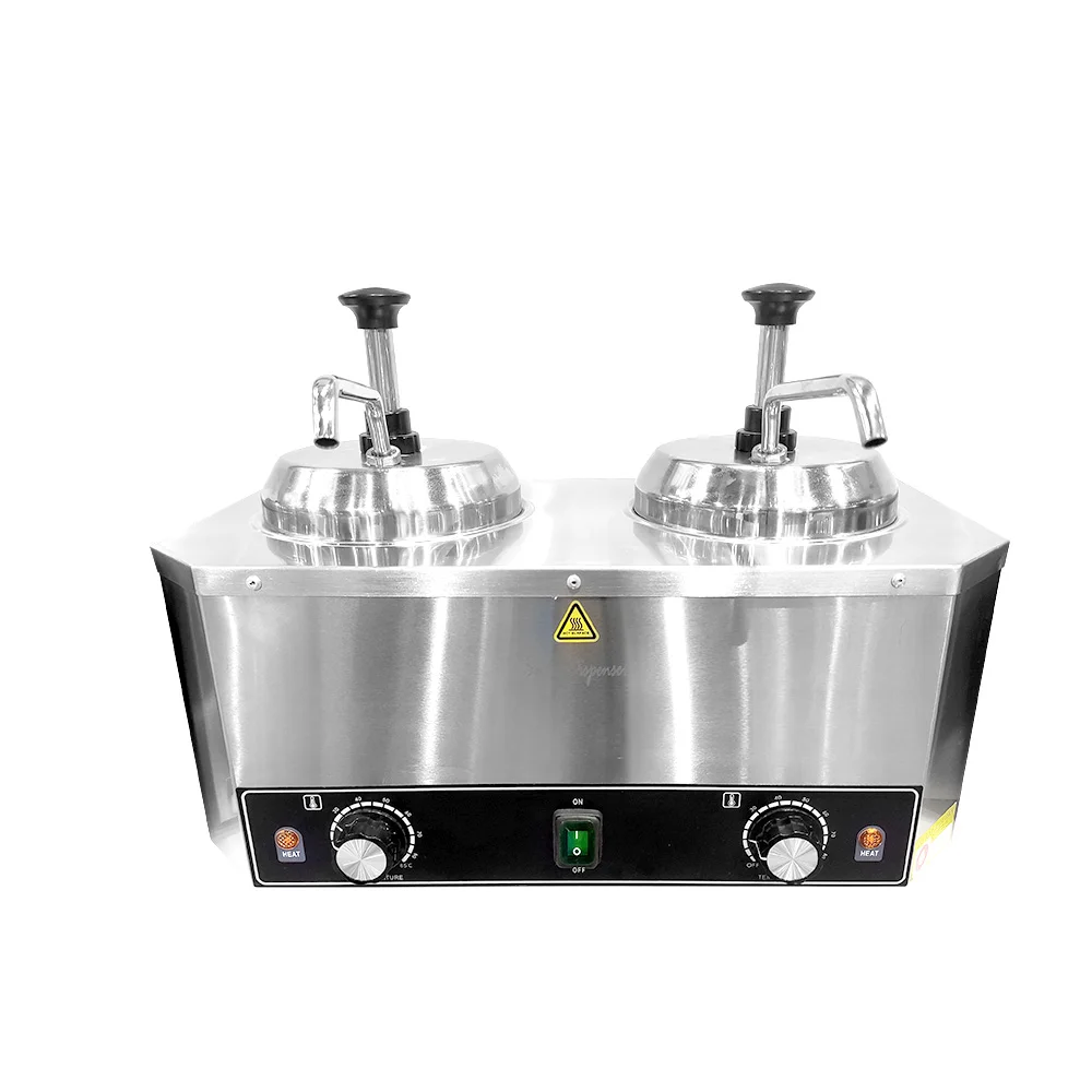 XEOLEO Kommerzieller Soßenwärmer mit Pumpe, 1140 W, 4 l, Doppelkopf, elektrische Isolierflasche, Soßenmaschine, Marmelade/Schokolade, warm