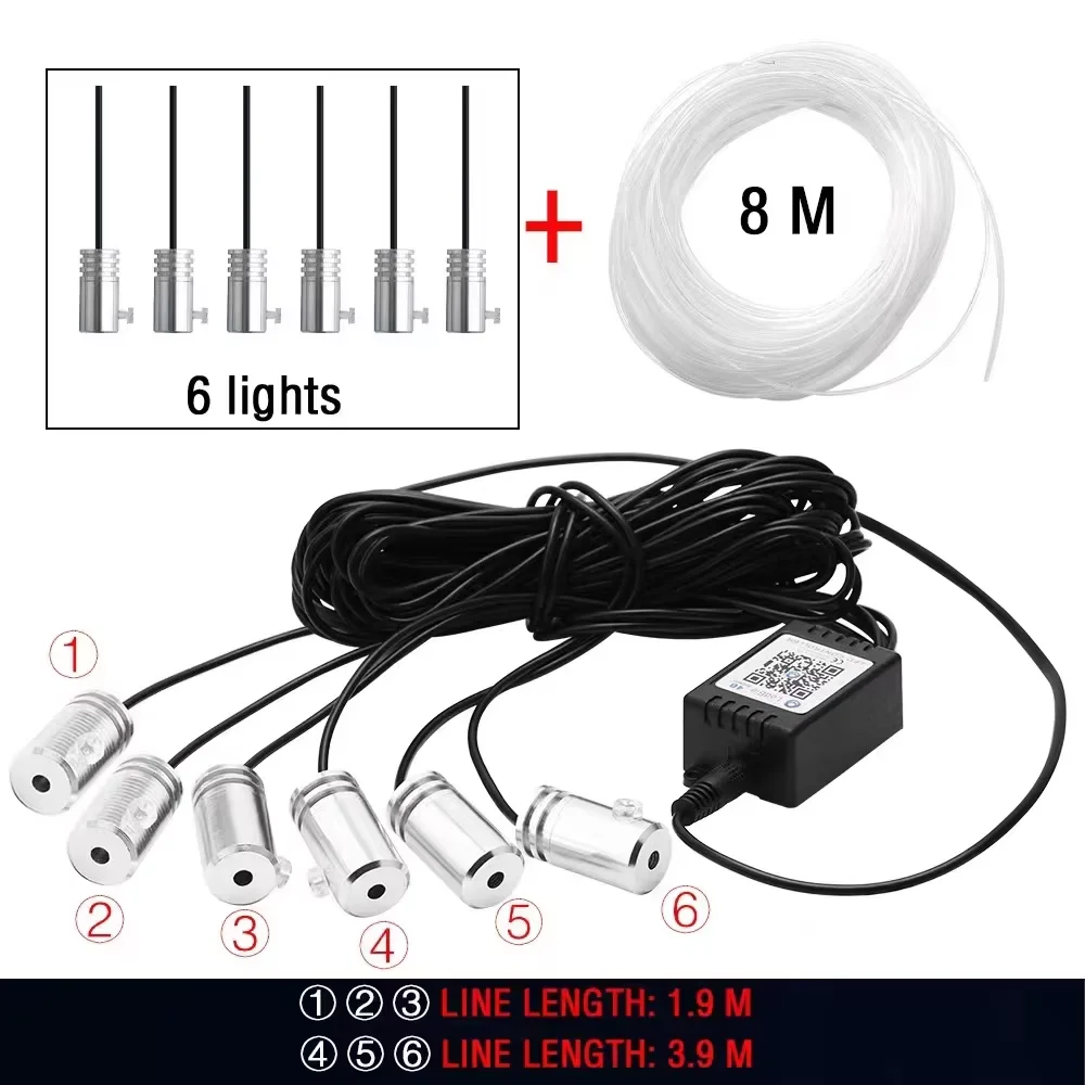Oprah 4/5/6 In 1 Auto Umgebungs Dekoration Lampe RGB Fiber Optic Neon Flexible App Fernbedienung Auto Innen umgebungs Streifen USB 8M 12V 6
