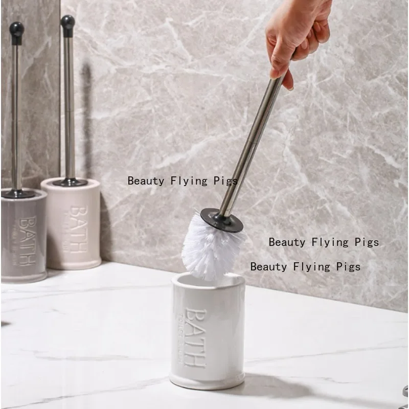 Ceramic Toilet Brush Set Squar Toilet Brush Base Long Handled Toilet Brush Toilet Cleaning Tools home Bathroom Accessories