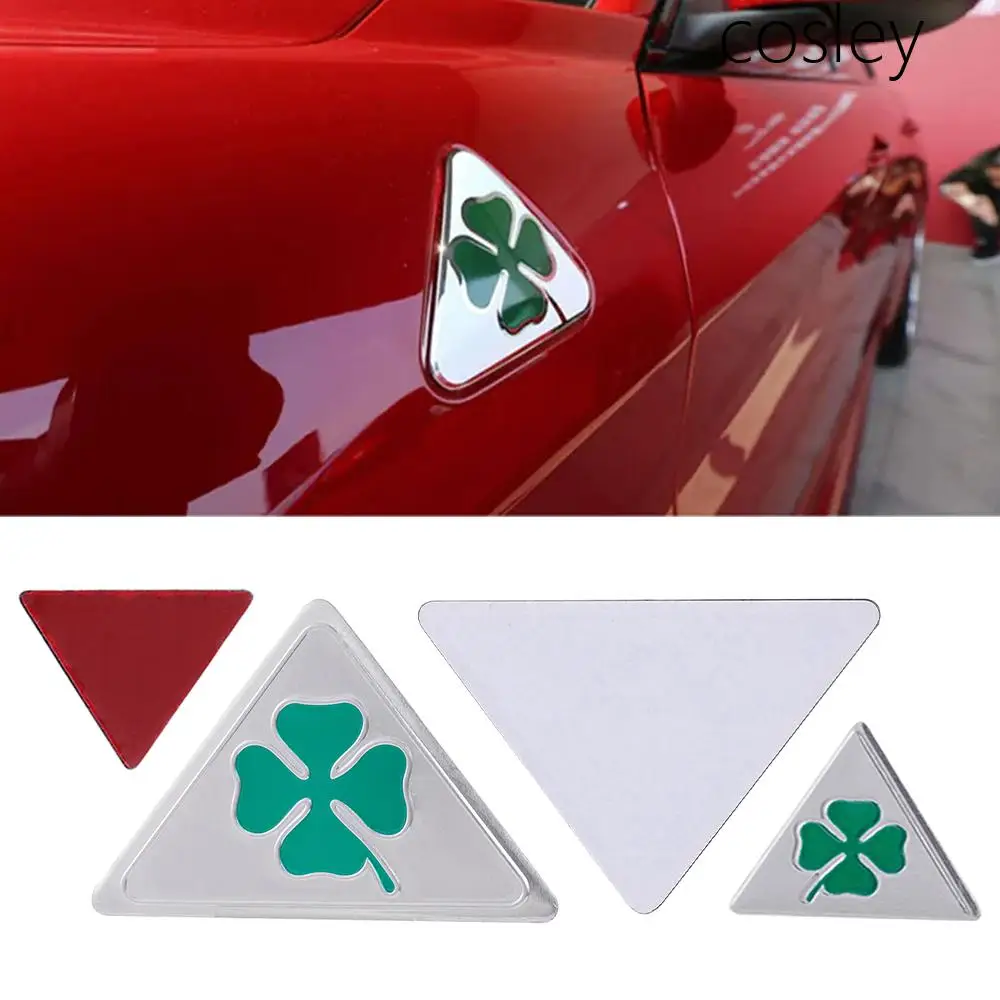 3Pcs/Set Quadrifoglio Badge Clover Emblem Fender Logo For Alfa Romeo Giulia Spider GT 147 156 166 159 Exterior Accessories