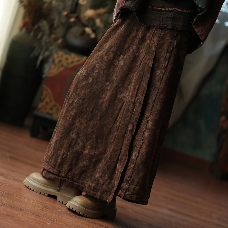 Faldas largas informales de algodón 100% para mujer, recién llegado, otoño 2021, estilo Vintage, estampado Floral, falda acampanada básica holgada para mujer M2158