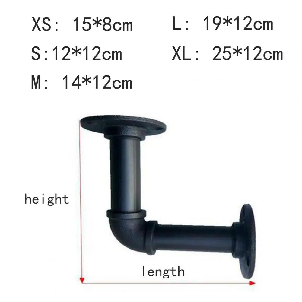 2Pcs Industrial Curtain Rods Wall Partition Pipe Racks Wall Mounted Plumbing Pipe Shelves Iron Storage Bracket Wall Bracket Rack