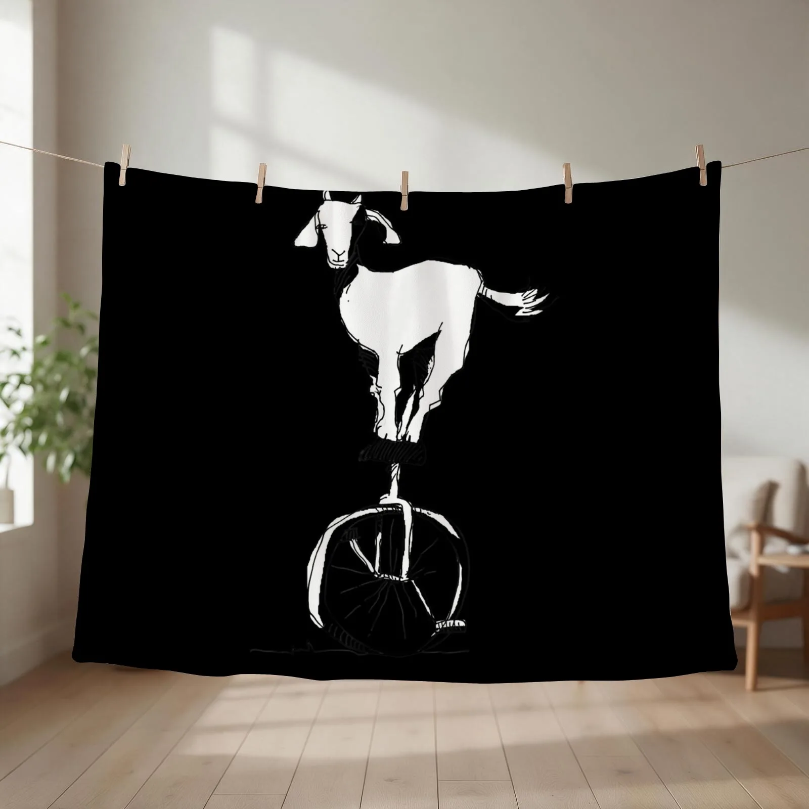 Goat On A Unicycle Funny Circus Animal Lovers Throw Blanket couch cozy soft plush fuzzy picnic outdoor blanket