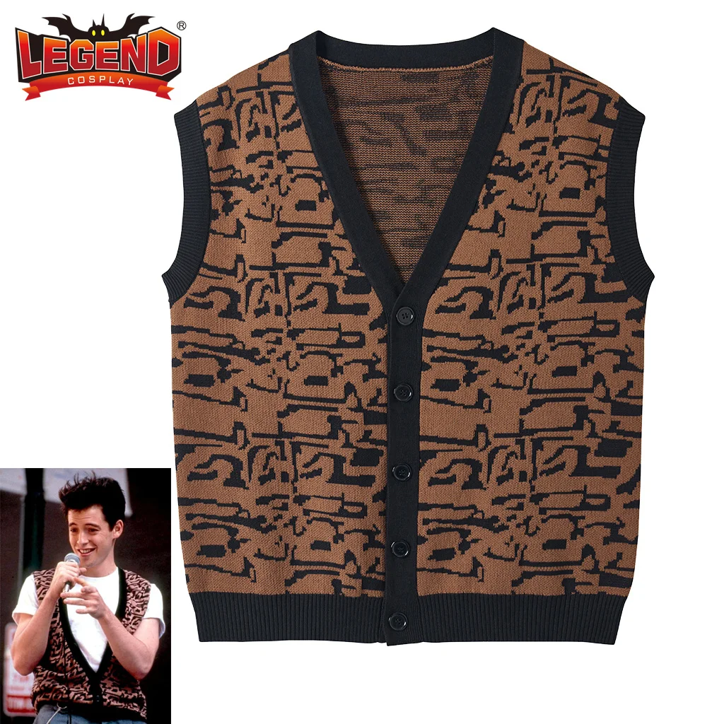 Ferris Bueller Day Off Costume Vest 80s Movie Ferris Bueller Costume Sweater Vest Outfit for Men Adult