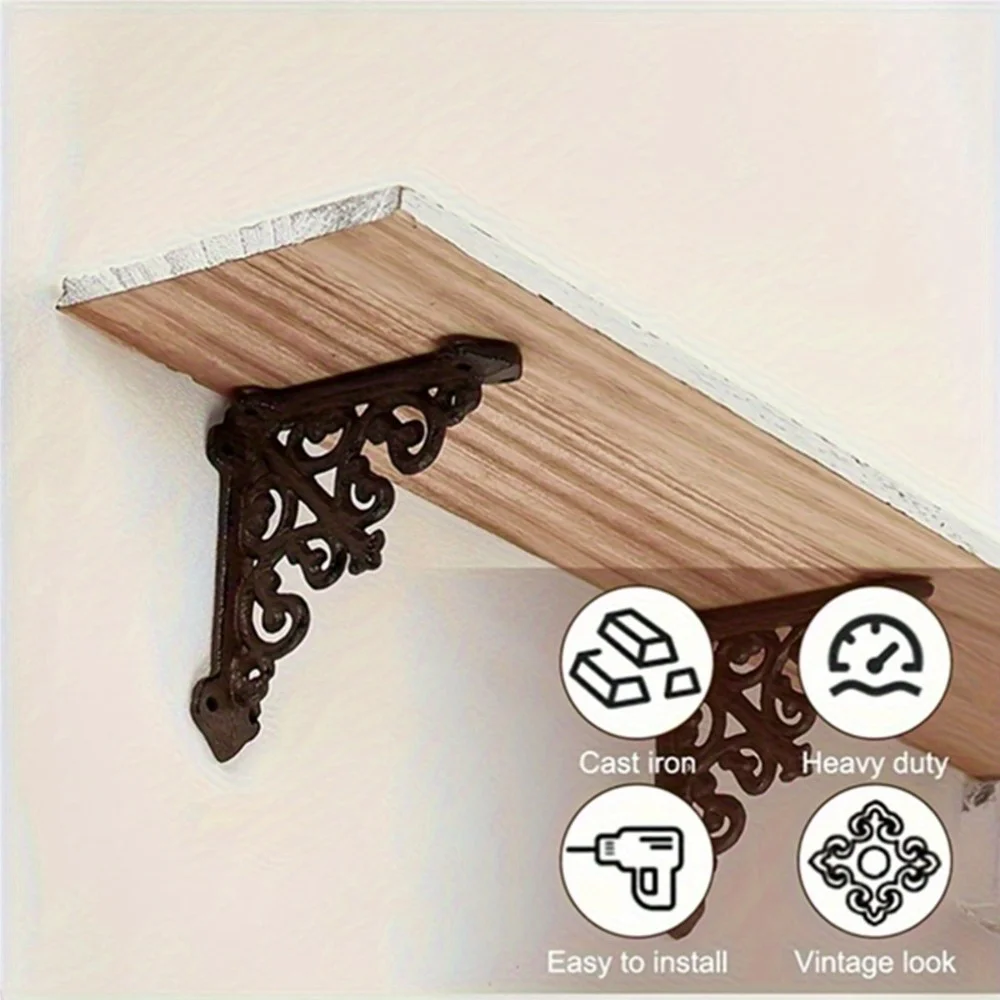Nordic retro thick iron cast iron triangular support frame, wall load-bearing storage, fixed bracket, layer board decoration