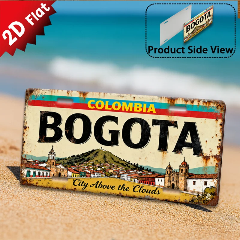2D Flat - 2D Plane - 2D Plane - A BOGOTA Metal Sign | Vintage Aluminum Wall Art, 11.8
