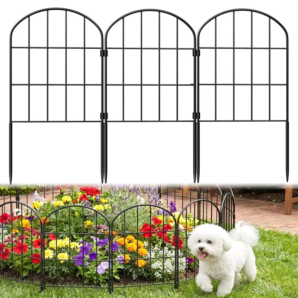 

Pack Decorative Garden Fence Panels 27.08ft L x 24H Garden Fencing Dog Fence NoDig Animal Barrier Fence Rustproof Metal Arched