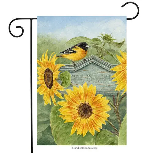 BRIARWOOD LANE Sleeved Garden Flag 12.5x18 SUNFLOWER Goldfinch Birdhouse NEW