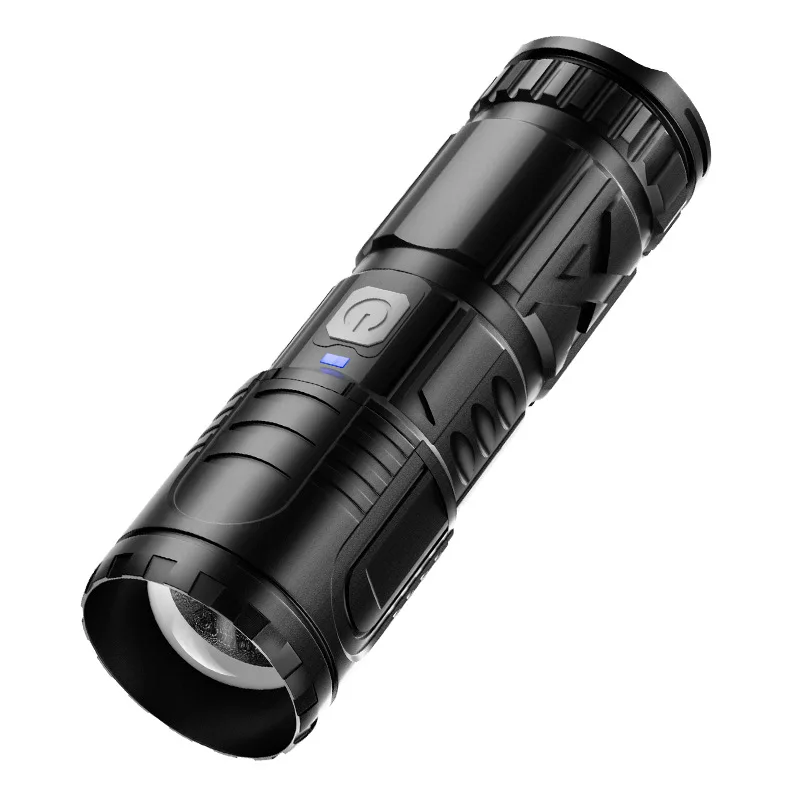 Zoom White Laser Flashlight Outdoor Lighting Household Abs Strong Light Usb Input and Output Flashlight