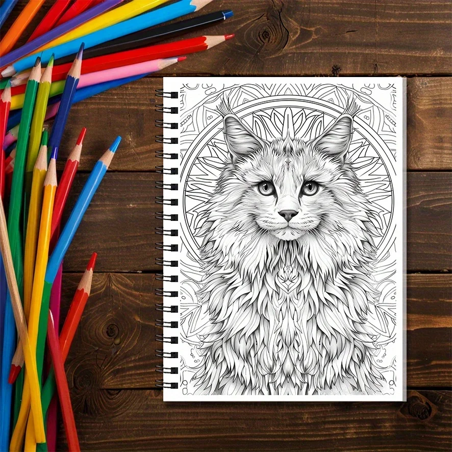 Pretty Cats Adult Coloring Book - 8.3x 11.2 Inch 22 Page Coloring Book - Helps Reduce Stress and Ease Emotions