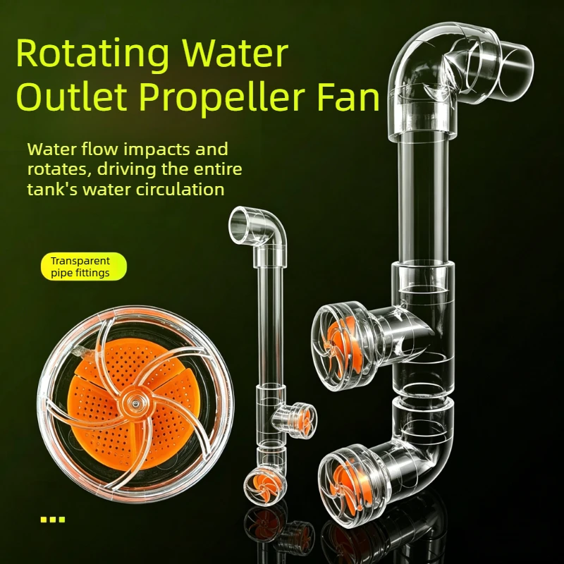 Transparent Auto-Rotating Fan Kit For Aquarium Water Outlet Tube Accessories Fish Tank Outlet Aquarium Filter Screen Accessoriy