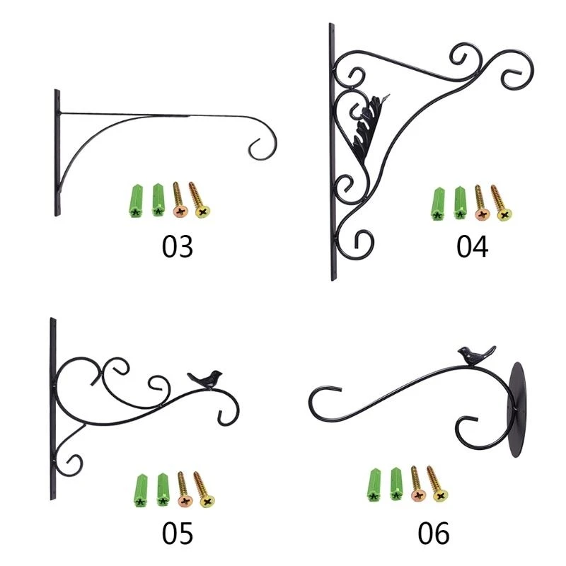 QX2E Nordic Wall Mounted Hanging Flower Pot Support Plant Bracket Hook Hanger
