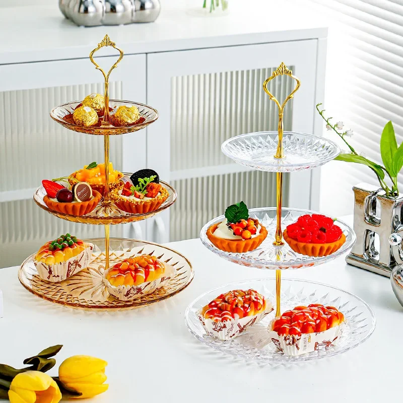 Three-layer fruit tray coffee  modern living room creative dessert dessert multi-layer simple cake rack household tray string pl