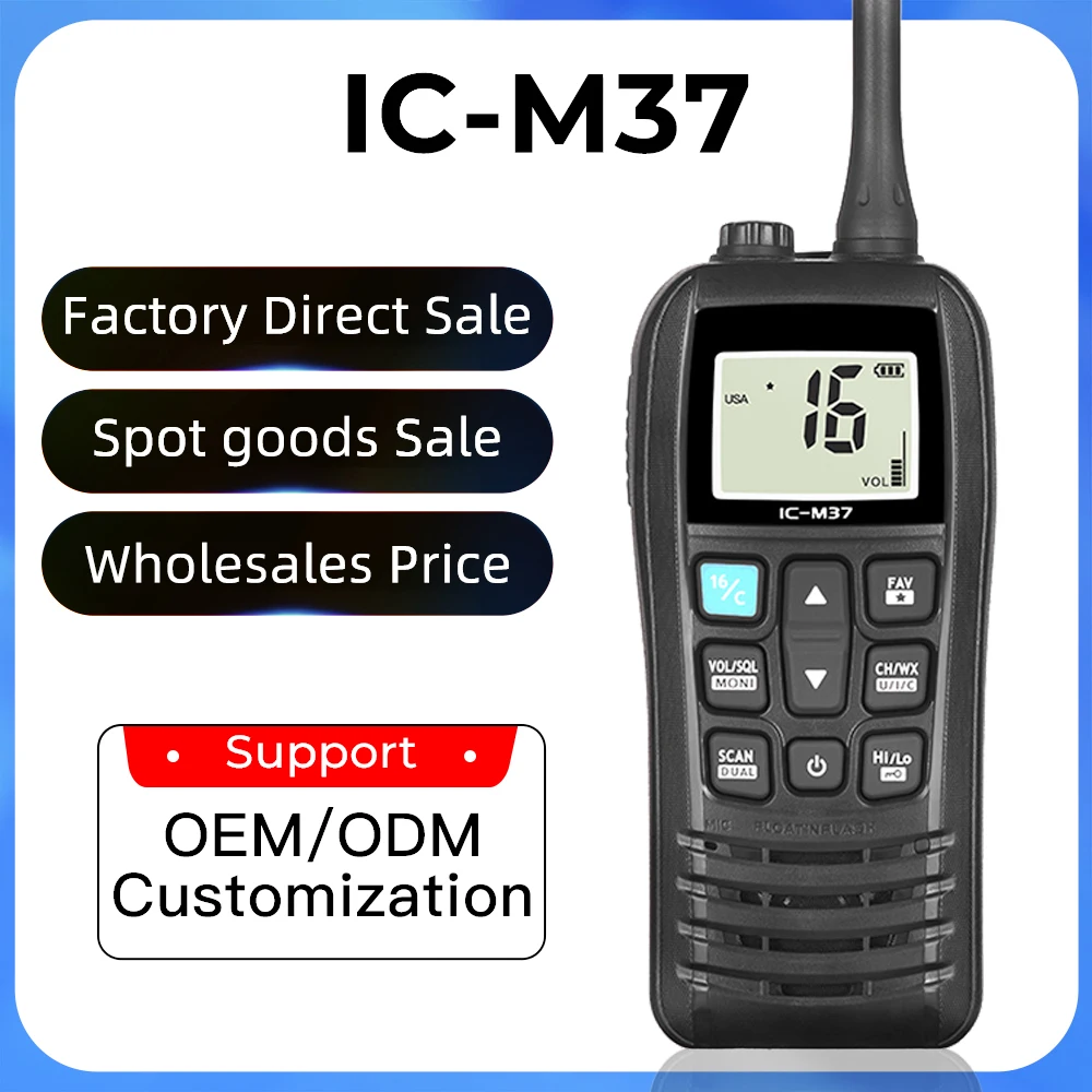 6W Long Range Wireless Communication 10km Long Range Handheld Vhf Radio IC M37 High Power Vhf Marine Radio