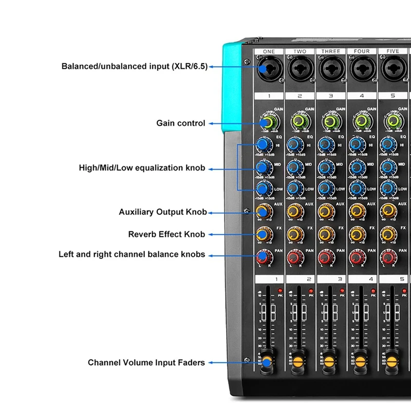 Professional Audio Mixer GAX-PA8 Channel Sound Board Console Mixing Desk System Interface Built-In 256 Reverb Effect EU Plug