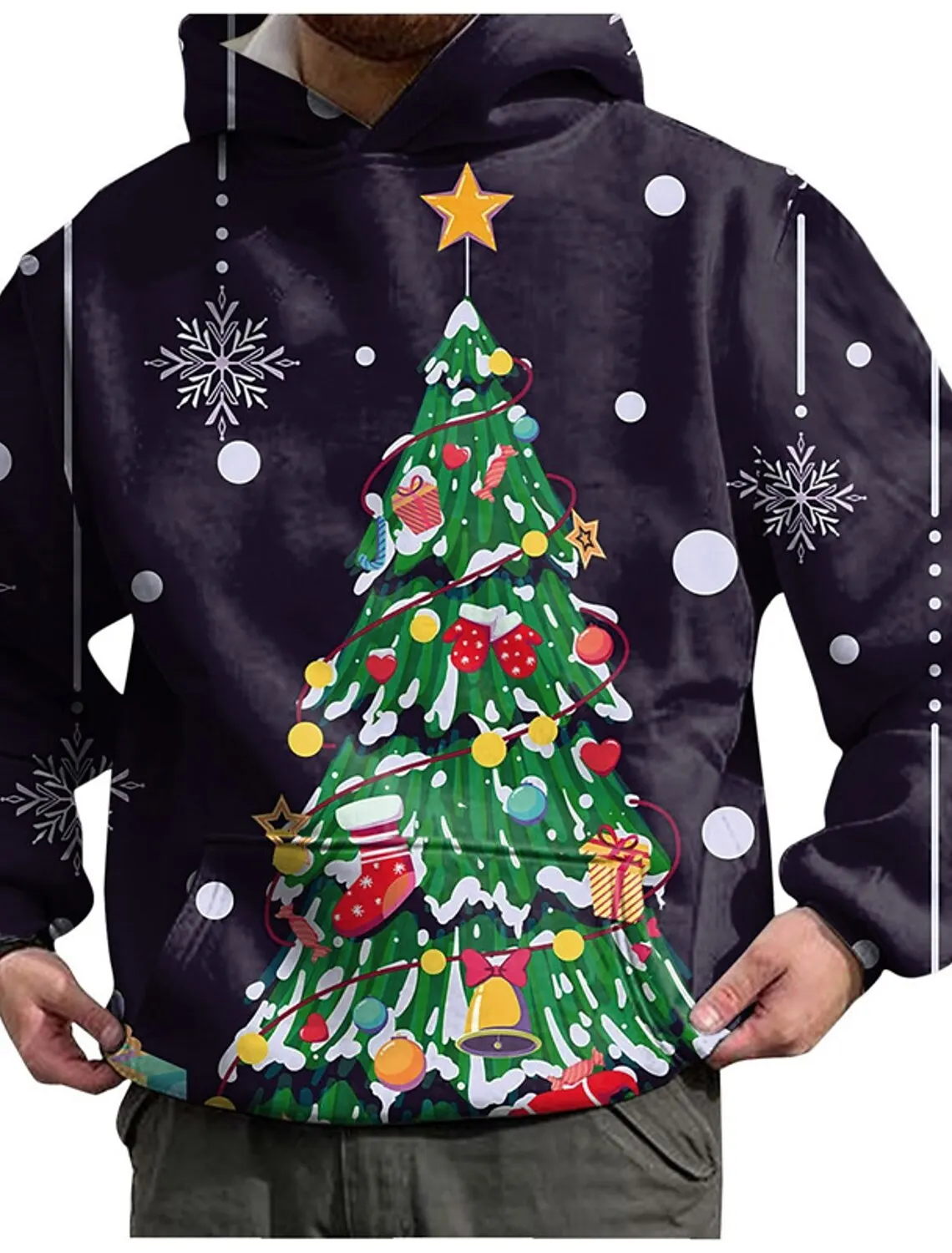 

New Men's Hooded Hoodies 3D Print 2024 Christmas Theme Graphic Sweatshirt Drawstring Long Sleeve Streetwear Tops Men's Clothing