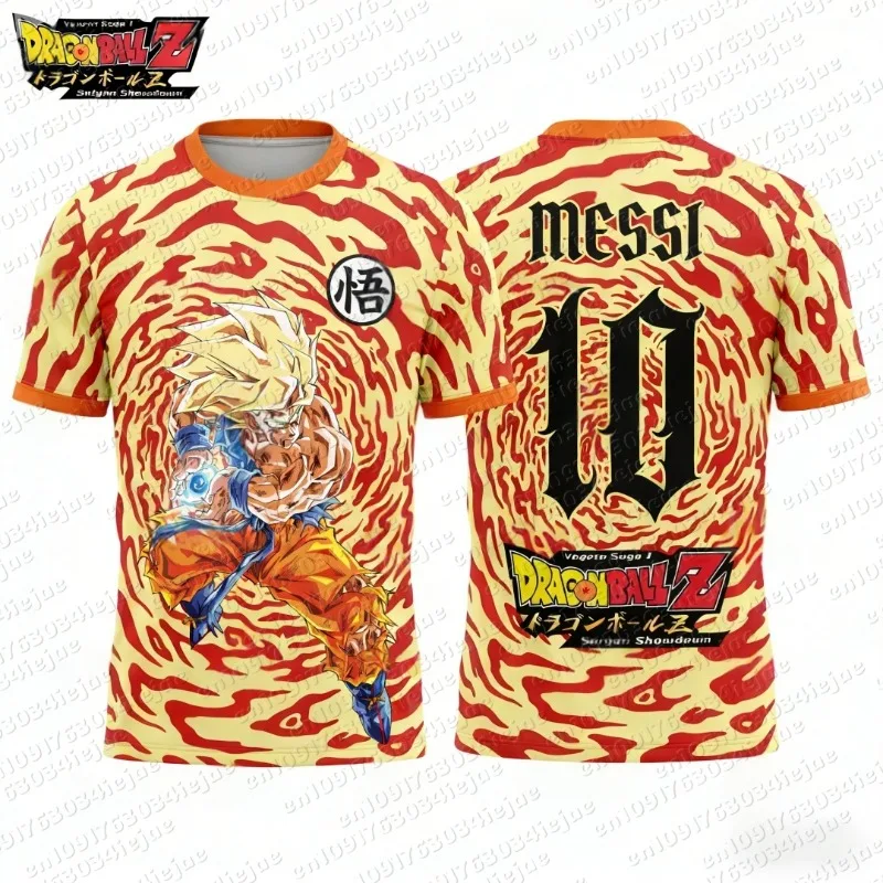 2026 Dragon Ball Super Saiyan Goku Graphic Football Jersey Summer Sports Dry Quickly Men's T-Shirt Kid's Clothing Tee Woman