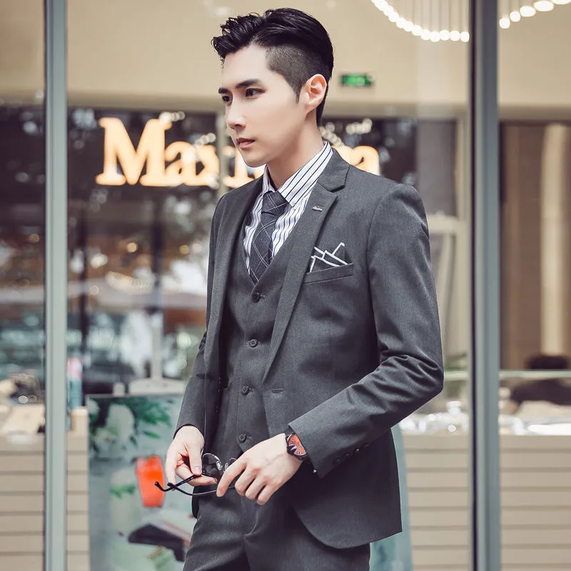 

25 Suit men's Korean style slim groomsmen wedding dress fashionable banquet suit