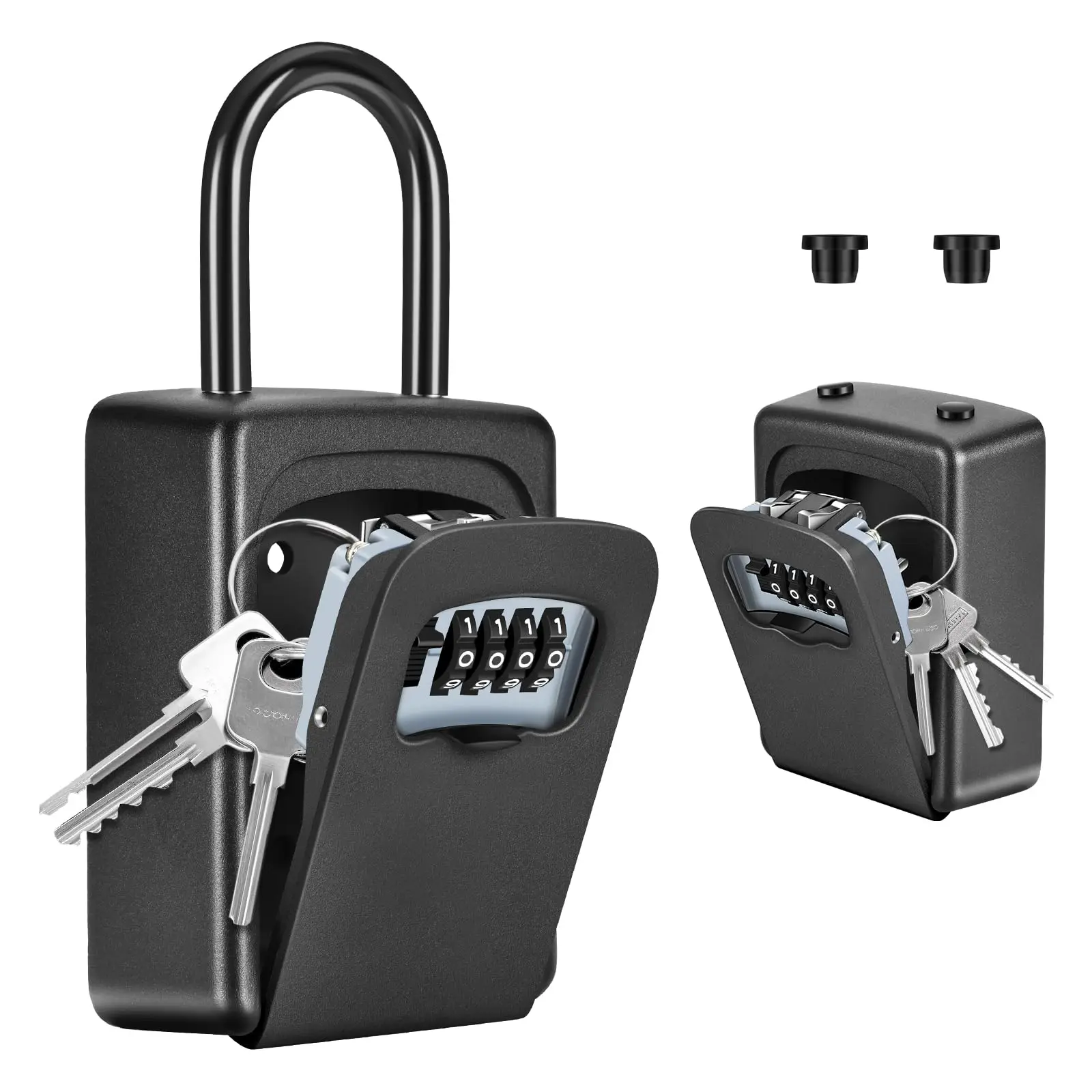 Portable Key Lock Box Upgrade Visible Numbers Lock Box Wall Mounted for House Key 5 Key Capacity Weatherproof Resettable Code