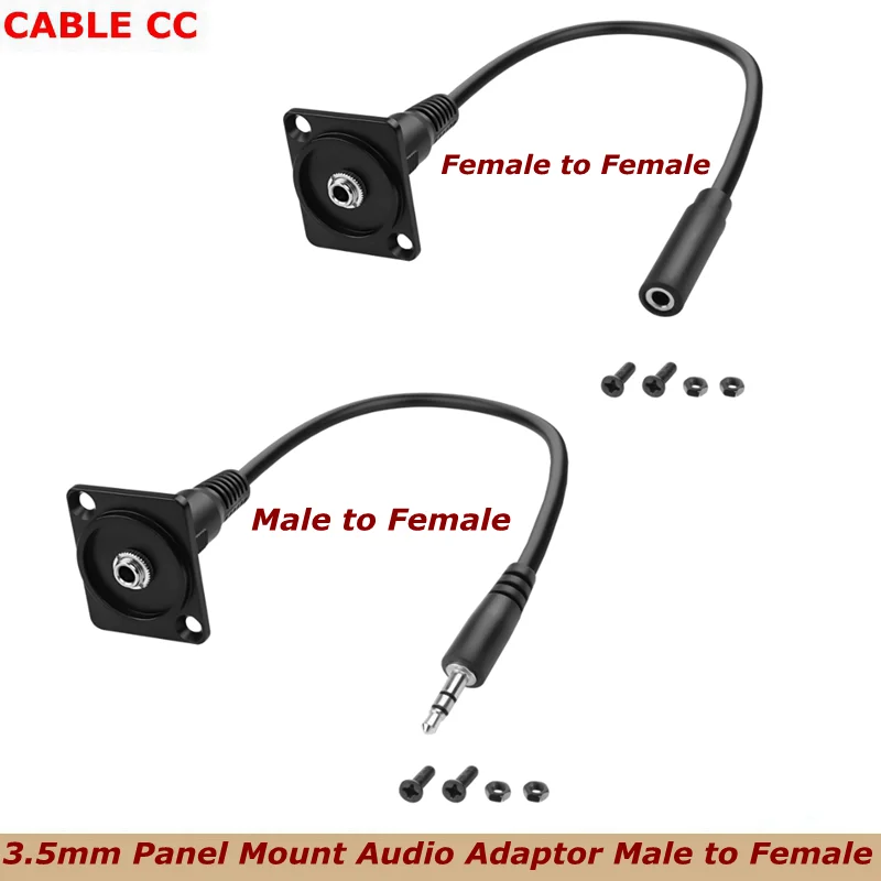 For Audio TRS 3.5mm Panel Mount Audio Adaptor Male to Female Short Cable Connector 1/8 Stereo Headphone Socket, D/XLR Panel,