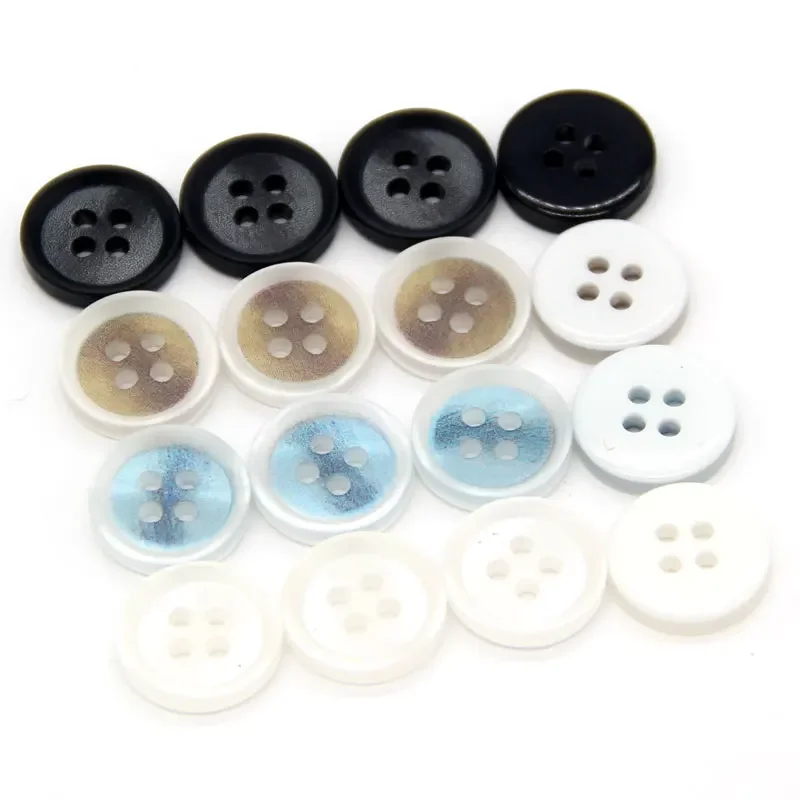 DOTOLLE 4 Holes Transparent Round Colorful Painting Resin Shirt Buttons For Clothing Fashion Blouse Top Collar Small Decorations