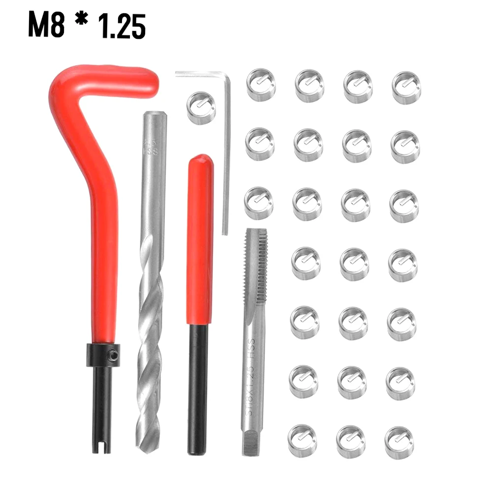 30 Stuks Metrische Draad Reparatie Invoegen Kit M5 M6 M8 M10 M12 M14 Helicoil Auto Pro Spoel Tool M6 * 1.0