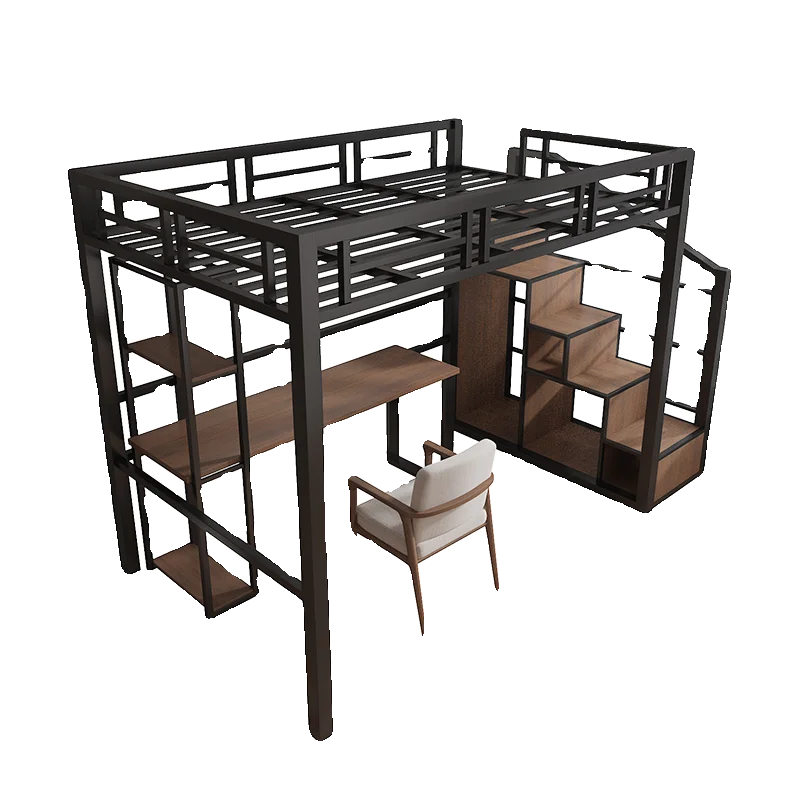 Combination bed Household metal loft bed Duplex second floor elevated bed sheet Upper bunk suspended