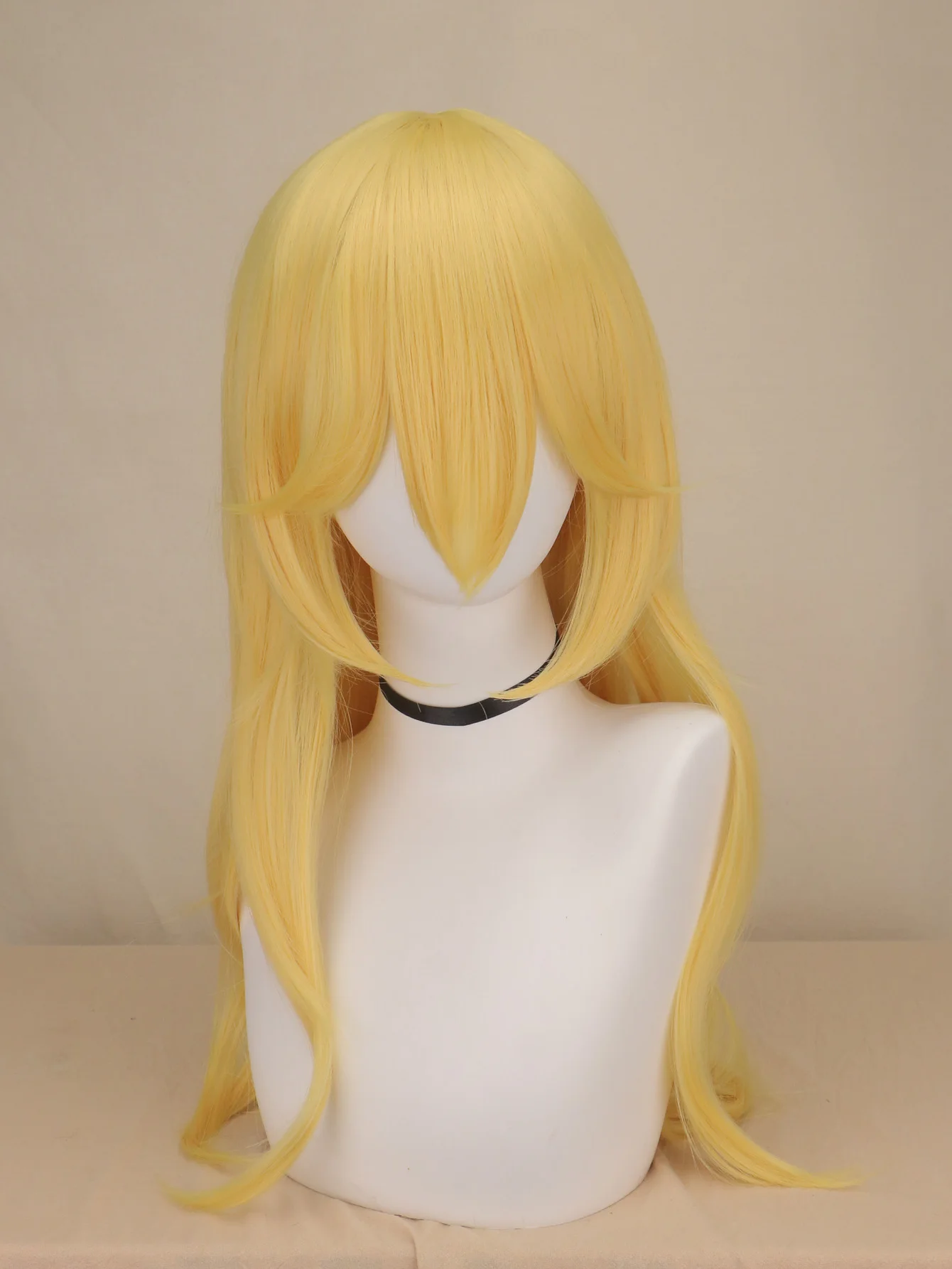 Perruque de princesse jaune longue bouclée et ondulée pour femmes et filles, perruque de Cosplay en Fiber synthétique Blonde pêche résistante à la chaleur