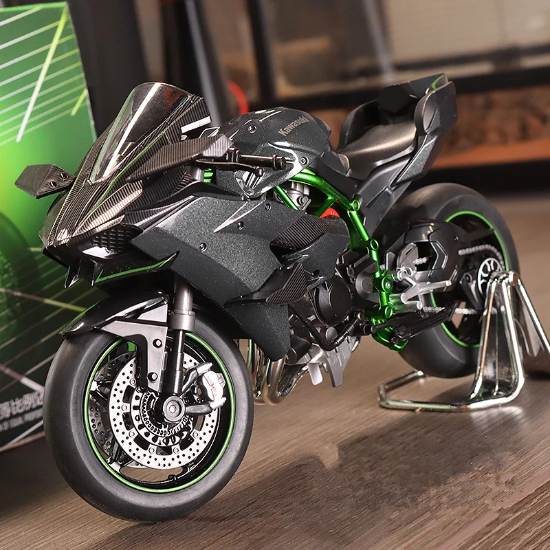 Large Size 1/9 KAWASAKI H2R Alloy Racing Motorcycle Simulation Metal Street Motorcycle Model Sound and Light Childrens Toys Gift