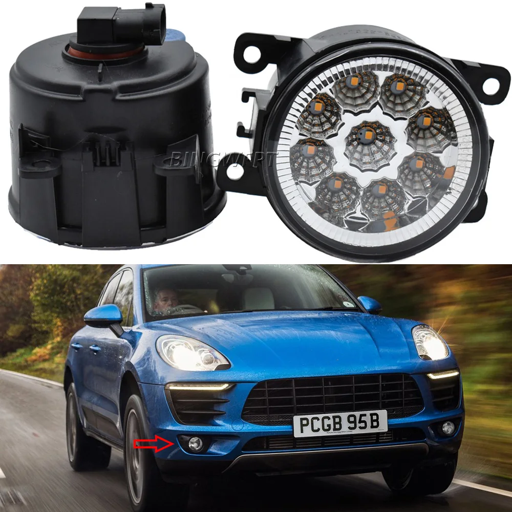 2PCS Led Fog Light DRL For Porsche Macan 95B 2015 2016 2017 LED Fog Lights Fog Lamp H11 12V Daytime Running FogLights