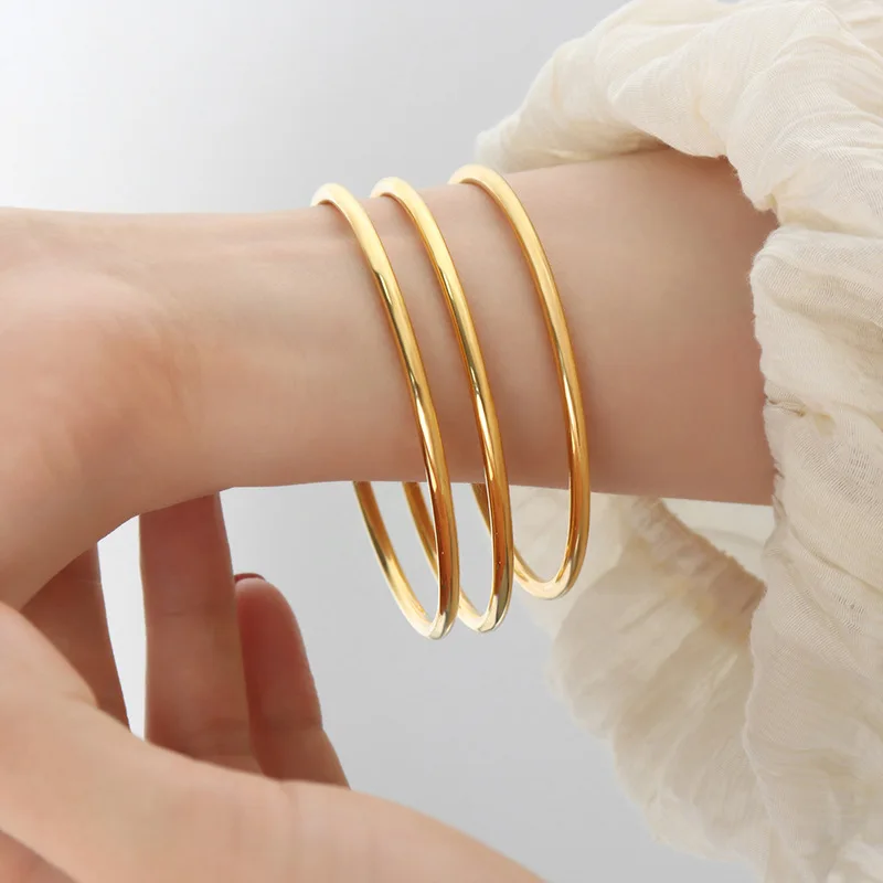 SOMMAR Fashion jewellery charms Gold Plated color friendship bangle for female 3mm-56mm minimalist folding bangle jewelery