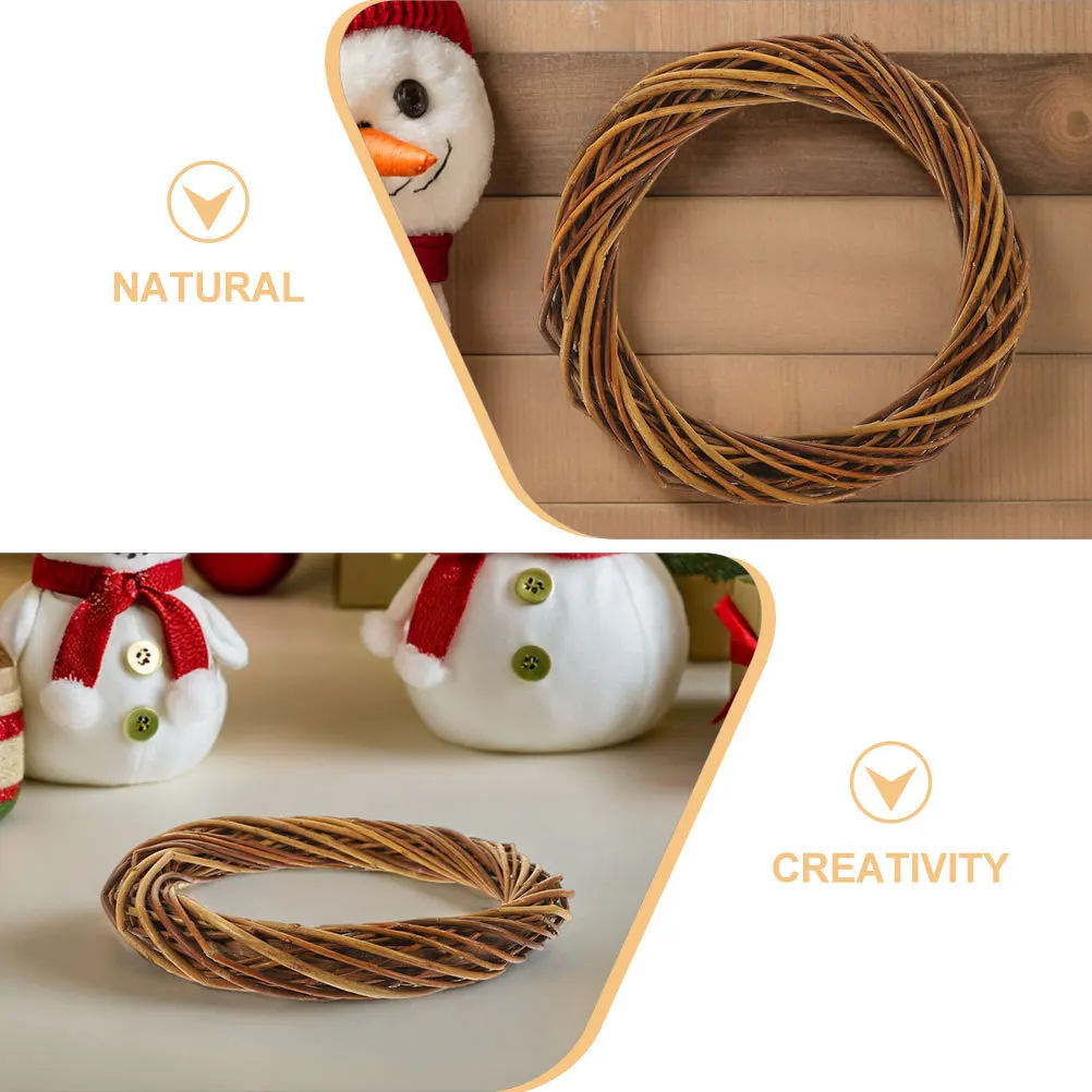 2 قطعة دوائر إكليل من الخيزران الريفي حلقات غصين طبيعية DIY بها بنفسك الحرف اليدوية نوافذ الباب الأمامي خزائن جدار ديكور إكليل من الخيزران مستديرة