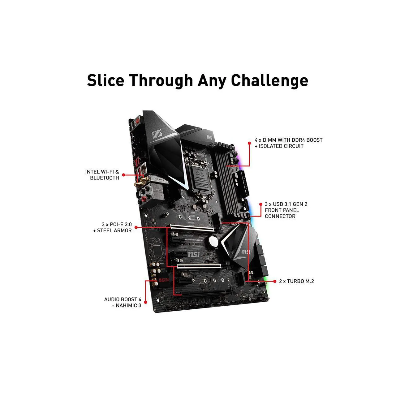 Материнская плата MSI MPG Z390 игровая EDGE AC Intel Z390 LGA1151 ATX M.2 материнская плата для настольного компьютера Intel Core 8 и 9 поколения DDR4 HDMI