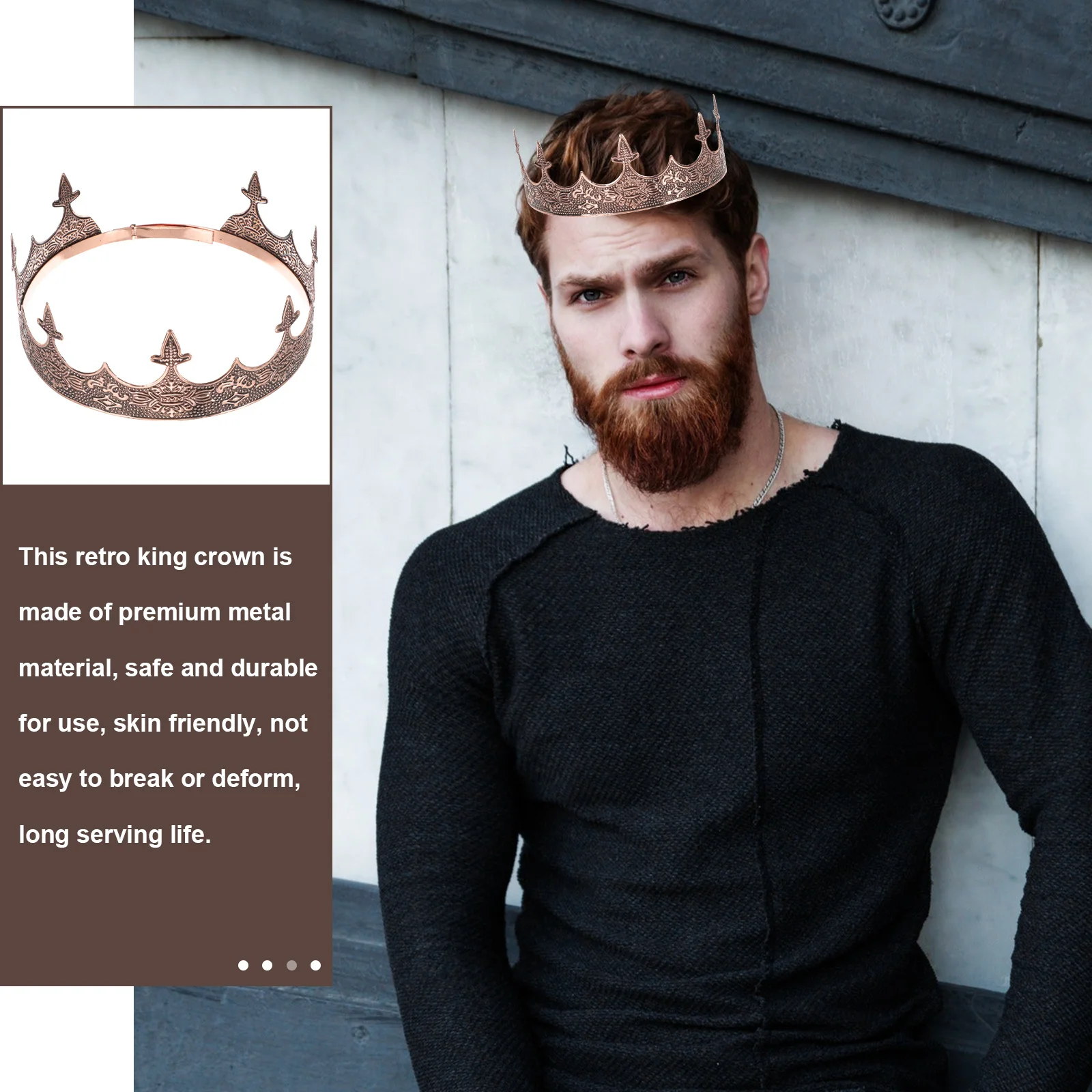 تاج عقال للرجال خمر الشعر مجوهرات زي حفلة إكسسوار الزفاف تيارا تأثيري هدية الأداء الدعامة #5