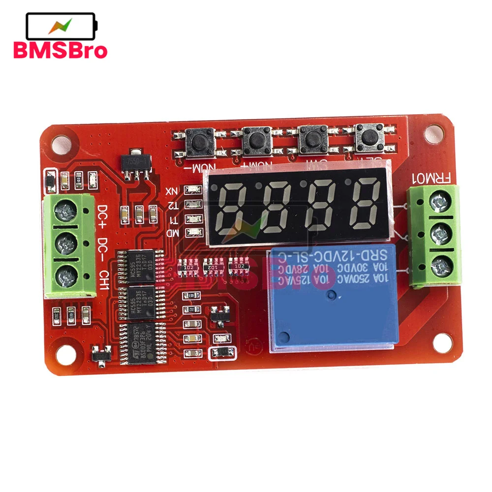 FRM01 LED Digital Time Delay Relé, Multifunções Módulo Temporizador, Loop Delay Timer, Switch Auto-Locking Timing Board, DC 12V, 1CH