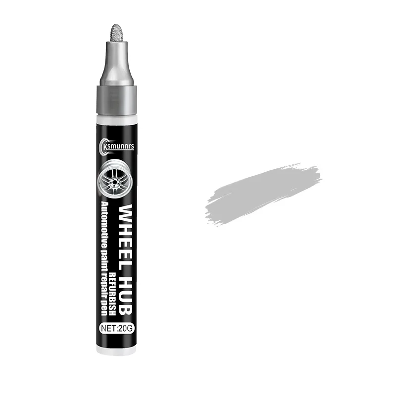 Car Wheel Hub Scratch Repair Pen – Silver Touch-Up Paint for Silver Wheel Hubs and Car Bodies, One-Step Seamless Repair