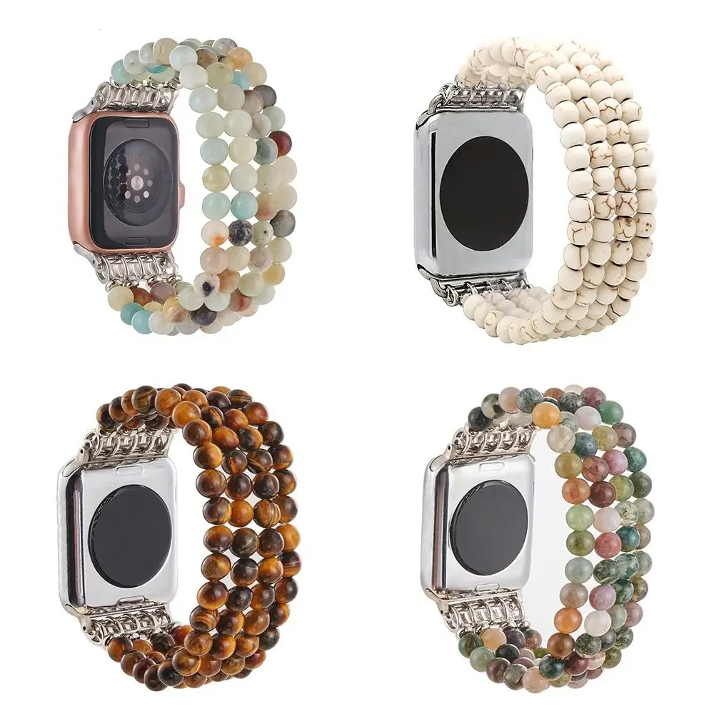 Correa elástica para reloj de 38mm/49mm, piedras con cuentas, pulsera para amantes, accesorios elásticos para reloj Apple