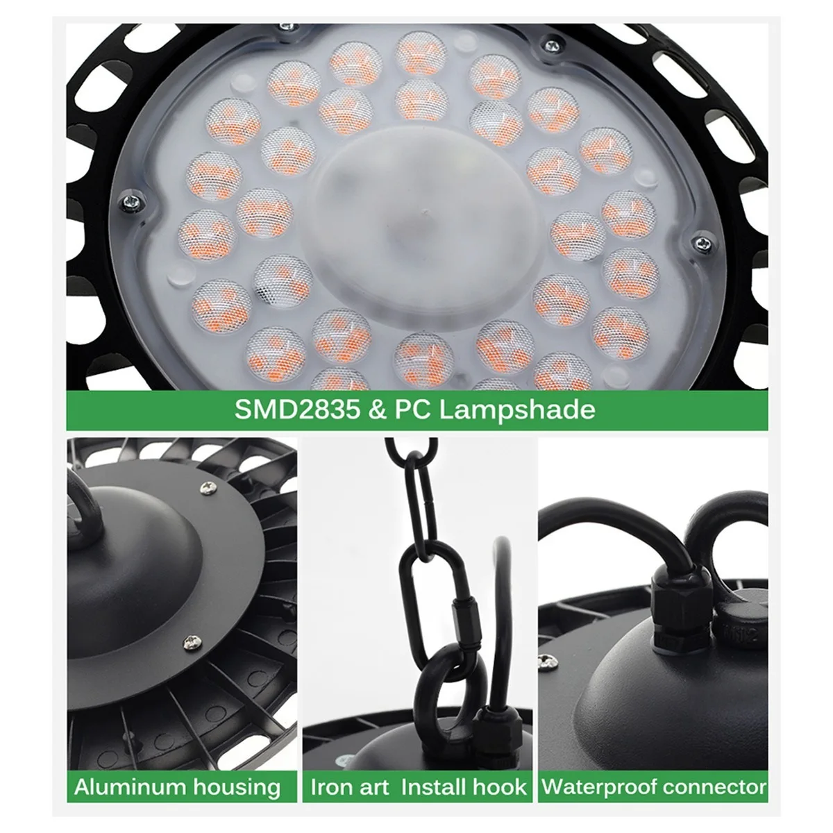 

LED Grow Light Full Spectrum UFO Phyto Lamp Waterproof For Plant Factory Greenhouse Hydroponic Seedling-A78G