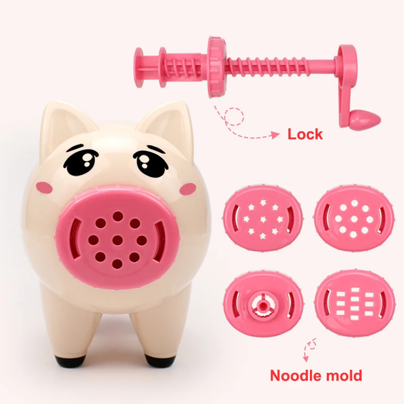 Nieuwe Cartoon Leuk Varken Noodle Maker Klei Maken Mold kinderen Plasticine Tool Set Educatief Speelgoed met 12 Kleuren Klei