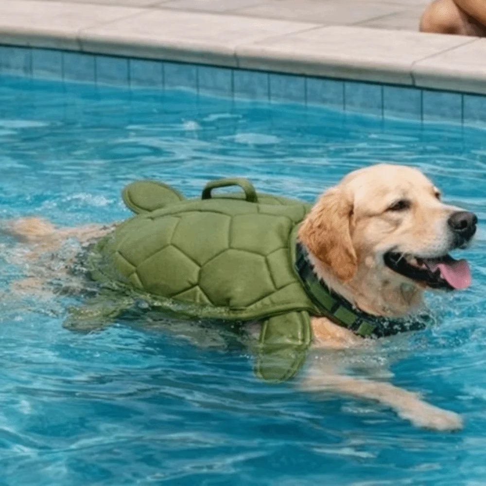Cute Turtle Shape Pet Life Jacket Adjustable Life Preserver Dog Safety Vest Reflective Portable Handle Dog Swimsuit