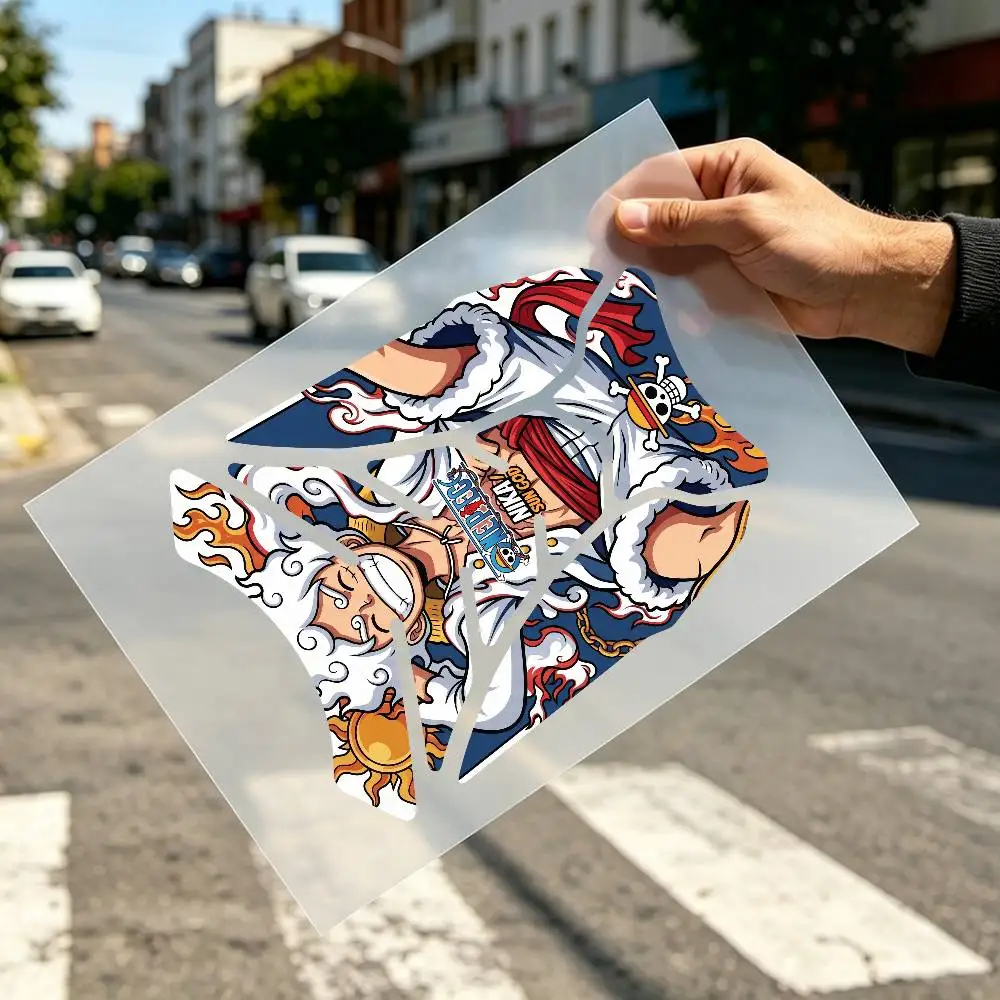 

For Anime Luffy Gear 5 Flat Fishbone Decal Waterproof Motorcycle Gas Tank Sticker Vinyl Graphics Motorbike Decor Accessories