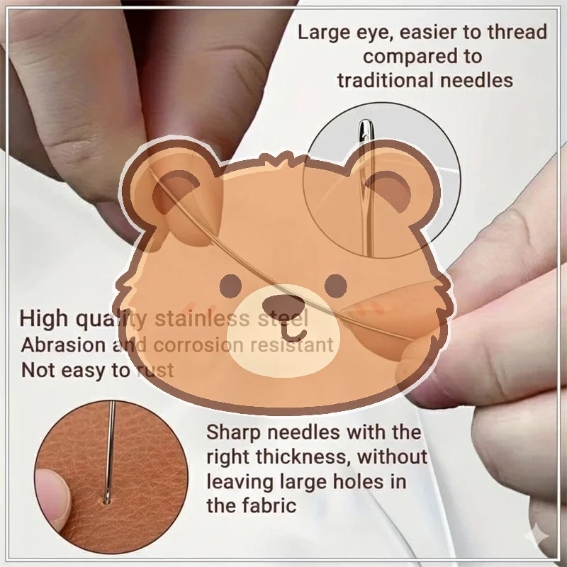 Sewing Kit 34 Pcs Large Eye Steel Needles Colored Threads Full Tools Portable Travel Friendly for Emergency Mending