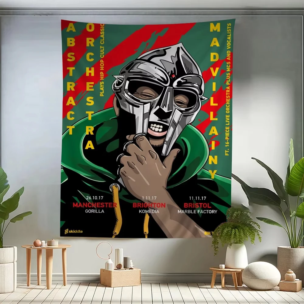Rapper M-MF Doom Cartoon Tapestry Wall Art Home Decoration Dorm Bedroom Wall Ha…