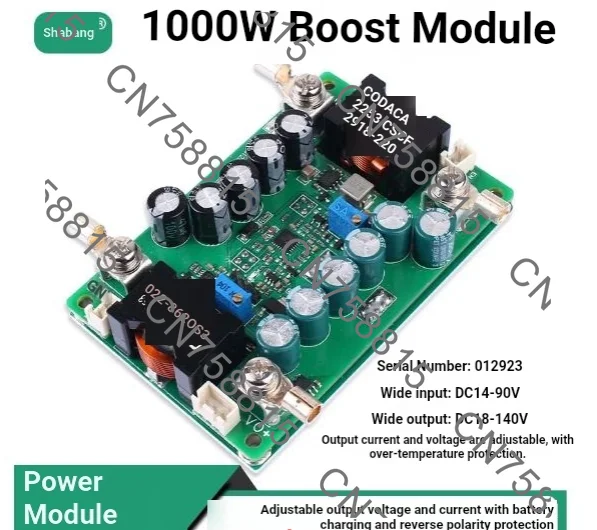 Adjustable constant voltage and current, 2800W high power DC-DC boost module, input voltage 14-90V, output voltage 18-140V